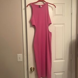 Pink H&M dress with cut out and slits